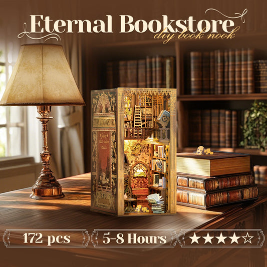 CUTEBEE Eternal Bookstore Book Nook Kit w/LED Lights - Great Gift Idea
