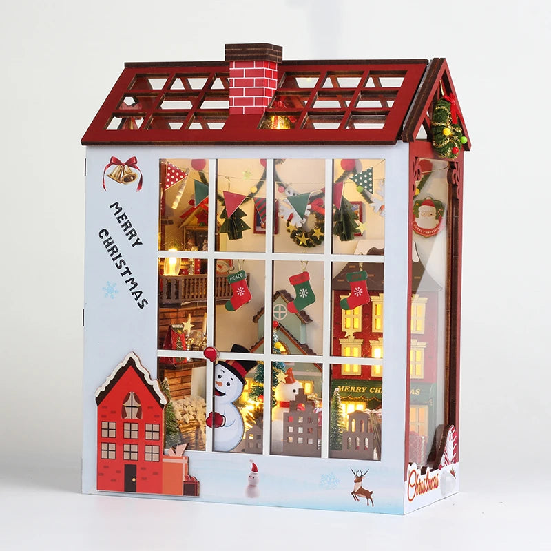 Christmas Book Nook - Wood DIY 3D with LED Lights - Brand New