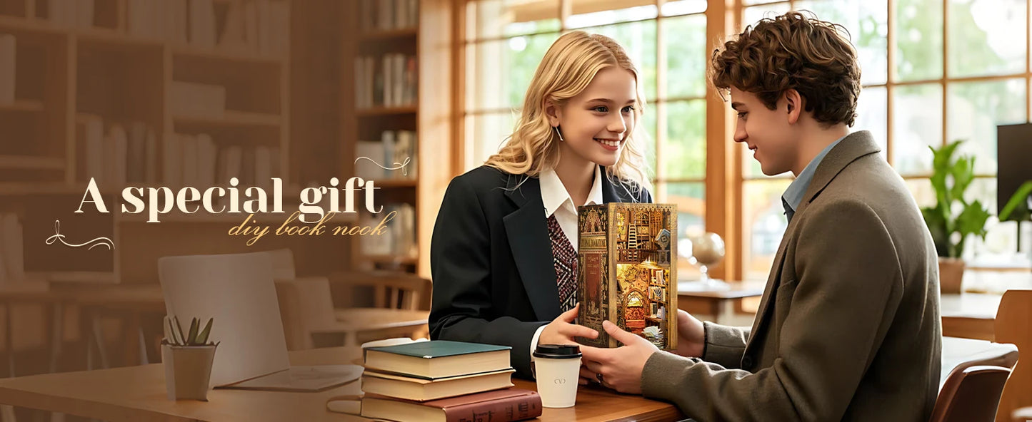 CUTEBEE Eternal Bookstore Book Nook Kit w/LED Lights - Great Gift Idea