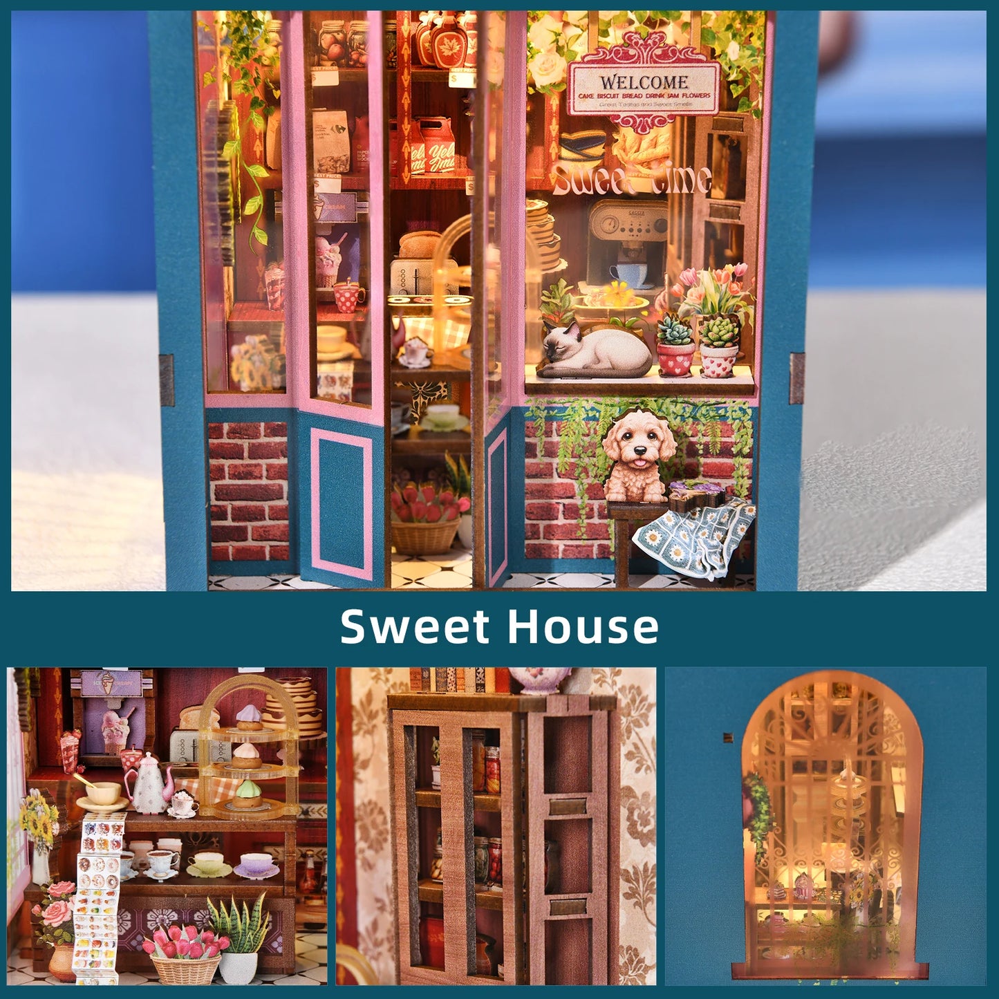 Candy Shop - DIY 3D Book Nook Kit with LED Lights - Brand New