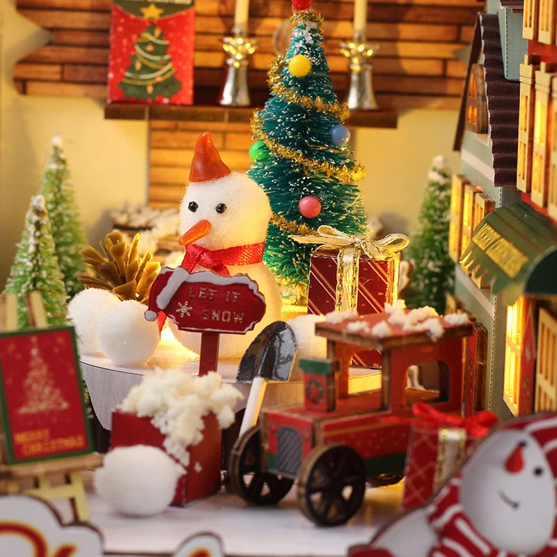 Christmas Book Nook - Wood DIY 3D with LED Lights - Brand New