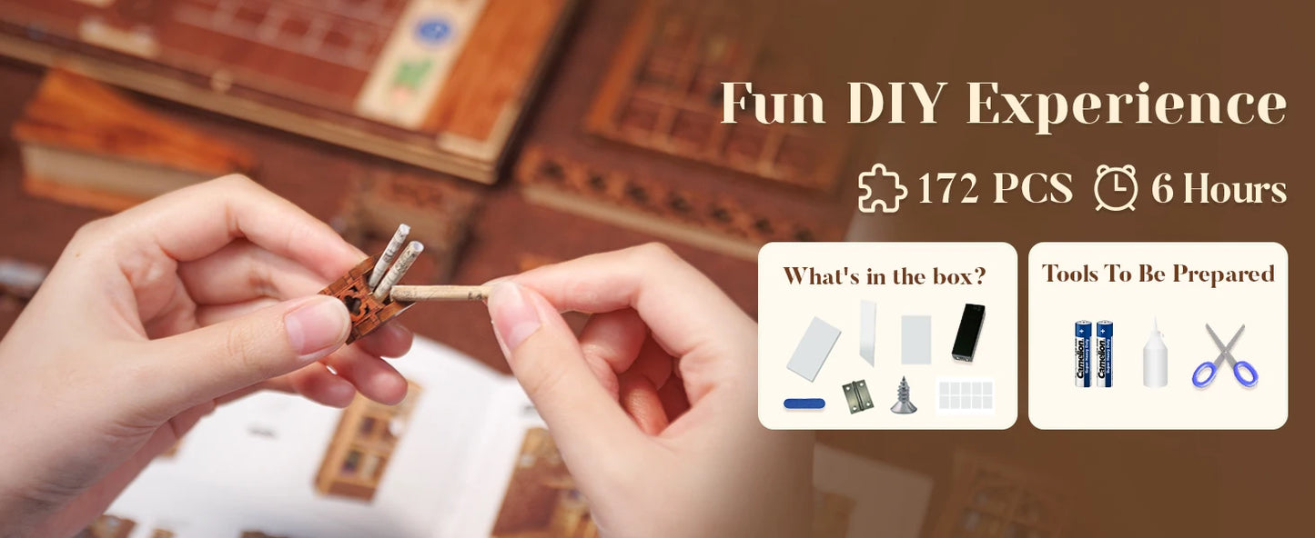 CUTEBEE Eternal Bookstore Book Nook Kit w/LED Lights - Great Gift Idea