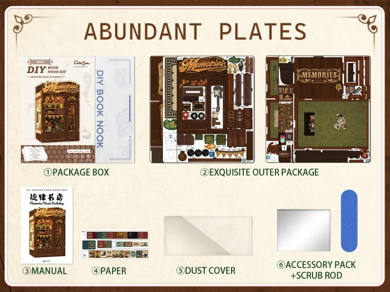 CUTEBEE Owl Bookstore DIY Book Nook w/LED Lights - Brand New