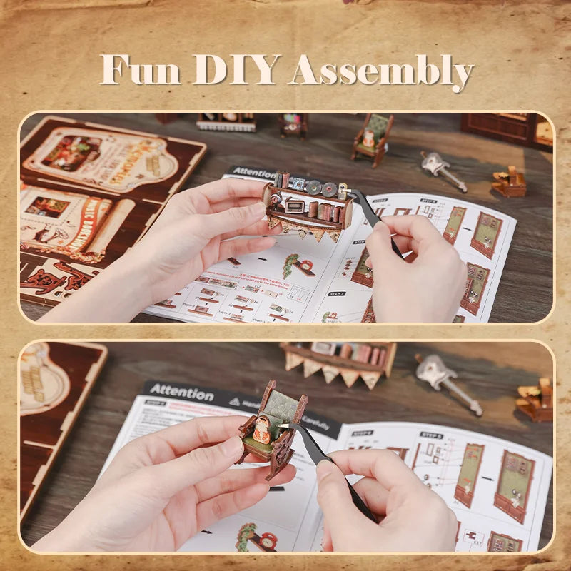 CUTEBEE Owl Bookstore DIY Book Nook w/LED Lights - Brand New