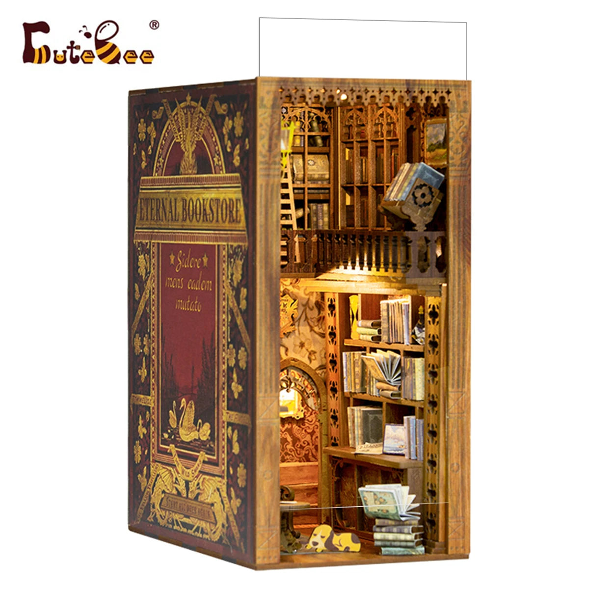 CUTEBEE Eternal Bookstore Book Nook Kit w/LED Lights - Great Gift Idea