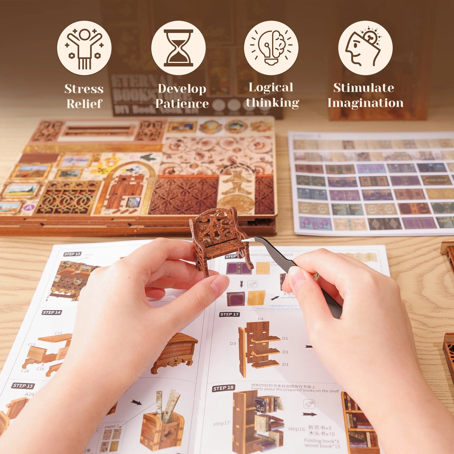 CUTEBEE Eternal Bookstore Book Nook Kit w/LED Lights - Great Gift Idea