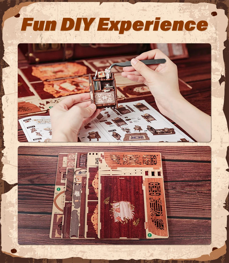 CUTEBEE Owl Bookstore DIY Book Nook w/LED Lights - Brand New