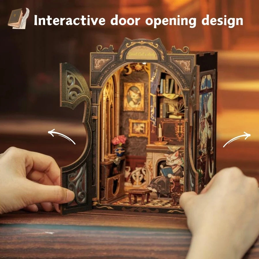 CUTEBEE Owl Bookstore DIY Book Nook w/LED Lights - Brand New