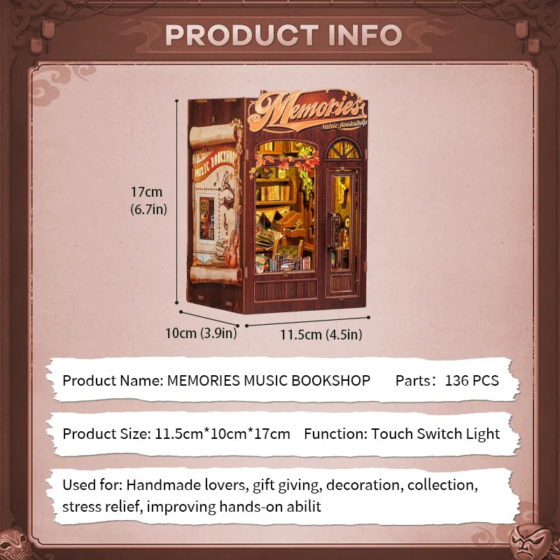 CUTEBEE Owl Bookstore DIY Book Nook w/LED Lights - Brand New